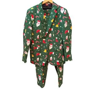 Opposuits Christmas Santa Claus Candy Cane Bells Suit Sz 42‎